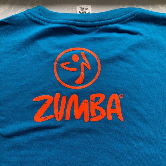 Zumba Wear Fitness Logo Graphics One Size Fits Most Blue T-Shirt Short Sleeves - Picture 5 of 15